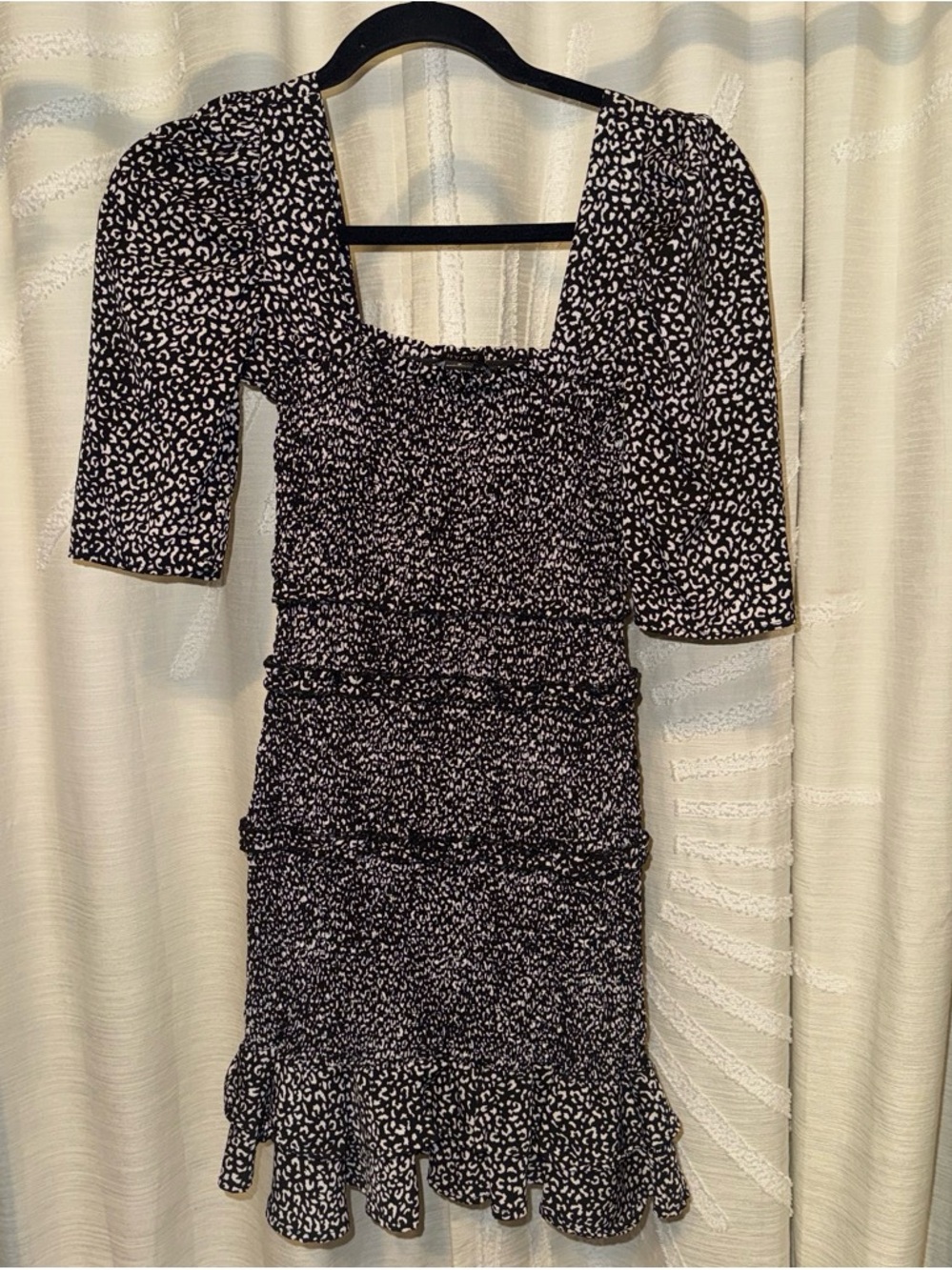 HYFVE Black and White Printed Smocked Mini Dress